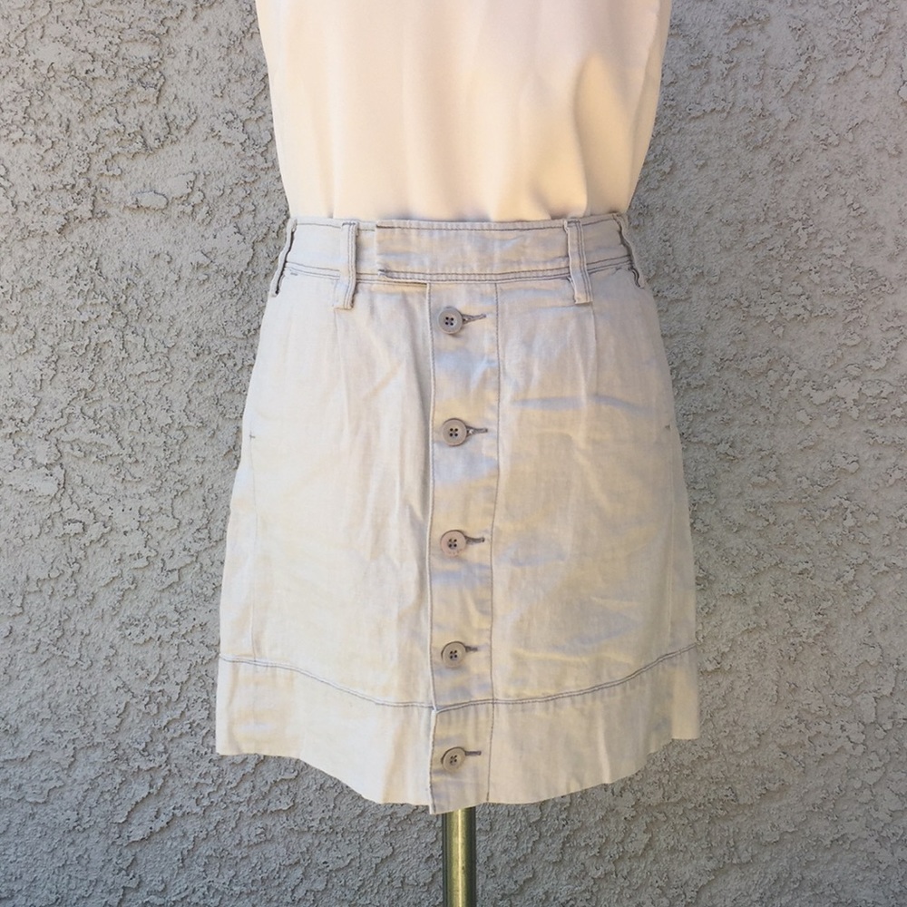 Anthropologie Paper Boy Linen Button Down Skirt